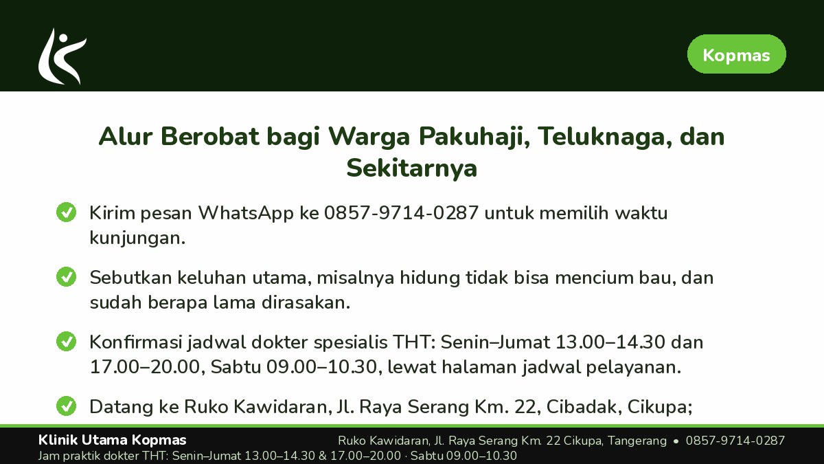 Alur Berobat bagi Warga Pakuhaji, Teluknaga, dan Sekitarnya