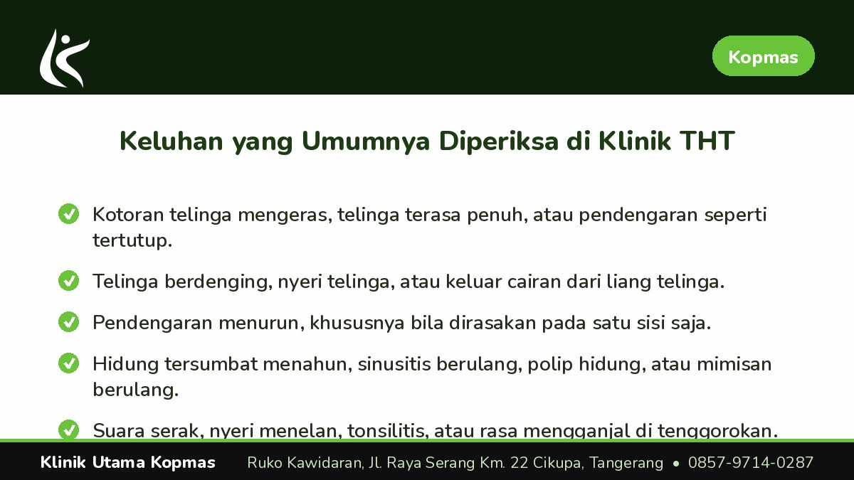Klinik THT di Cikupa: Klinik Utama Kopmas
